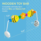 IMPRESA Wooden Baby Arch Toy Attachment Compatible with Baby Bjorn Bouncer - Medium Honey Bee - Bouncer Attachment Bar with Spinning Bee Toys - Stimulates Motor Skills & Hand-Eye Coordination