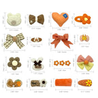 Hair Clips for Girls 16 Pcs No Slip Assorted Barrettes for Kids Bows Orange Brown Cute Hair Accessories for Little Girls Teens Toddlers Child Kids Gifts