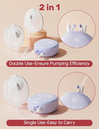 NCVI Wearable Breast Pump Hands Free with 21/24mm Flange, Portable Breastfeeding Pump with Motor Buckle for Travel & Work Equipped with Third-Generation Anti-Spill Collection Cups (On-The-Go Size)