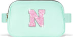 Fanny Pack Belt Bag Crossbody Bags with Initials Letter Patch Trendy Stuff for Teens Cute Stuff Birthday Gifts for Teenager Girls | Light Green,Initial N