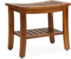 Teak Shower Bench 21 Inch, Fully Assembled Wood Bath Stool for Shower & Spa, The Hermod