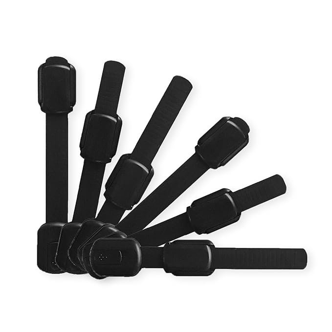 Adjustable & Reusable Child Safety Cabinet Locks & Latches, Baby Proofing Door Window, Cabinet, Toilet, & Refrigerator Lock, Child Safety Strap Locks with Adhesive Pads, Pack of 6, Black - Wonderkid