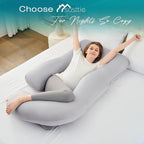 Sasttie Pregnancy Pillows for Sleeping, Jumbo U Shaped Cooling Full Body Pillow with Removable Cover, Pregnant Women Must Haves, Maternity Essential, Light Grey