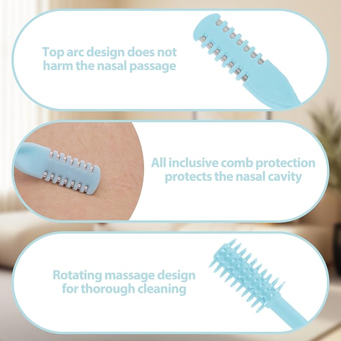 10 PCS 2-in-1 Nasal Hair Cutter,Double Sided Nose Hair Knife,Upgrade Double Sided Nose Hair Knife,Nasal Hair Cutter for Men Women, Soft Cleaning Brush (5 Colors)