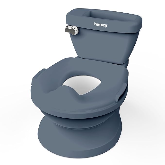 Ingenuity My Size Potty Pro in Blue, Infant Potty Training Toilet, Lifelike Flushing Sound, for Ages 18 Months, Up to 50 Pounds