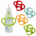 TonGass (4-Pack) Bottle Handles for Dr Brown Narrow Baby Bottles with Easy Grip Handles to Hold Their Own Bottle - BPA-Free Soft Silicone - Red Orange Blue and Green