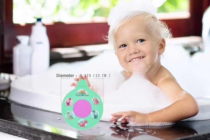 Bathtub Drain Stopper, Silicone Tub Stopper Plug, Universal Bath Drain Cover, Beautiful Coral Reef Illustration, Kids Tots Babies Gift (Green Dinosaur)