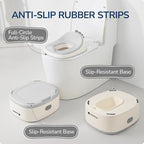 3 in 1 Potty Training Toilet, Dinosaur Toddler Potty Training Seat for Boys Girls with Comfortable Cushion, Easy-to-Clean and Anti-slip Potty Training Step Stool for Toilet (Grey)