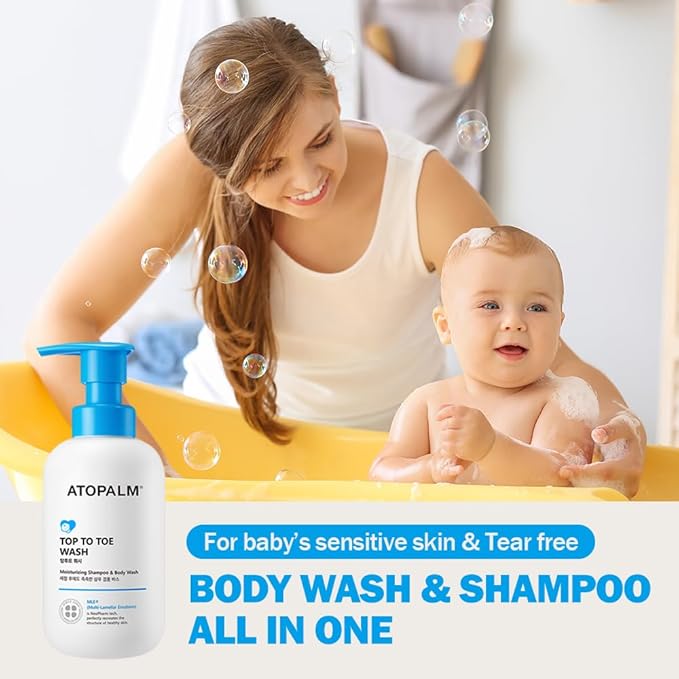 ATOPALM Top to Toe Baby Wash & Shampoo, Sulfate-Free, pH Balanced, Head to Toe Bath, 10.1 Fl Oz, 300ml