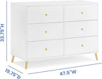Delta Children Essex 6 Drawer Dresser, Bianca White/Natural