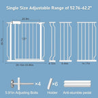 ALLAIBB Extra Wide Pressure Mount Baby Gate Auto Close White Metal Child Dog Pet Safety Gates with Walk Through for Stairs,Doorways,Kitchen and Living Room (52.76-62.2"/134-158cm)