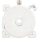 Roving Cove Slim-Fit Corner Edge Protector for Baby Proofing (Small 15ft Edge 4 Corners), Furniture Safety Bumper Guard, Soft NBR Rubber Foam, 3M Adhesive, Oyster White (Off White)