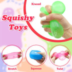 3 Pack Stress Cube - Squishy Sensory Fidget Toy for Adults and Kids, Anxiety Relief Toys with Groovy Goo Filling in Pink Blue Green