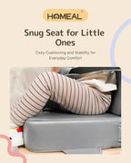 HOMEAL Toddler Booster Seat for Dining Table with Backrest and Adjustable Straps, Breathable Booster Seat for Kitchen Chair, Portable Non-Slip Bottom Booster Seat for Table, Light Grey