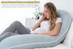INSEN Pregnancy Pillows for Sleeping, Maternity Pillow with Cooling Cotton Cover, C Shaped for Pregnant Side Sleeping (Green Jersey)