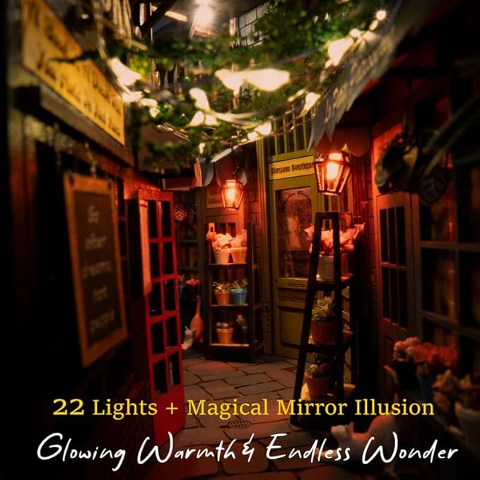 Book Nook DIY Kit - Dreamy - Miniature House Dollhouse Kit for Adult and Teens, Desgined in USA, Booknook Bookshelf Decor Alley Model Build with LED Light, Gifts for Family and Friends