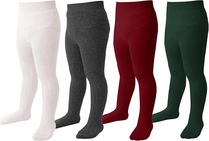 Marchare Baby Girls Tights Thick Solid Cable Knit Leggings Winter Warm Stockings For Toddler Girls 1/2/3/4/5 Pack