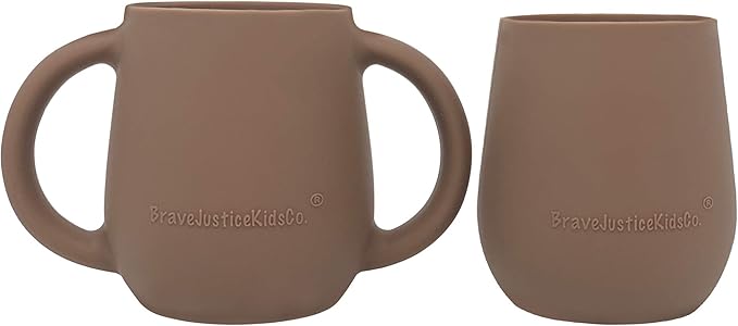 | Teenie Tiny™ Silicone Developmental Baby-Led Weaning Drinking Cups (2 pack) (Warm Taupe)