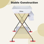INFANS Baby Changing Table, Folding Diaper Station Portable Nursery Organizer with Safety Belt and Large Storage Racks for Newborn Baby and Infant (White)