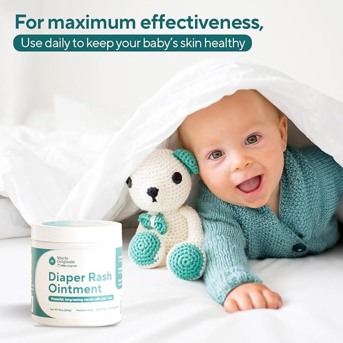Marie Originals Premium Diaper Rash Ointment - Triple Action Diaper Rash Cream for Baby - Soothes and Moisturizes Dry Cracked Skin with Vitamin E, Coconut Oil, and Zinc Oxide diaper cream - 8 oz