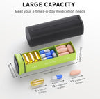 Weekly Pill Organizer 3X a Day, Detachable Pill Box 7 Day, Large 3 Times Daily Pill Case, Travel Pill Container Holder, Week Medication Dispenser Pillbox for Vitamin Supplement Medicine, Black