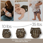 Nora's Nursery Cloth Diaper Cover, Reusable Cover with Snap Closure, Shell for Prefold, Flat, or Fitted Inserts, Includes Wet Bag - Harlow