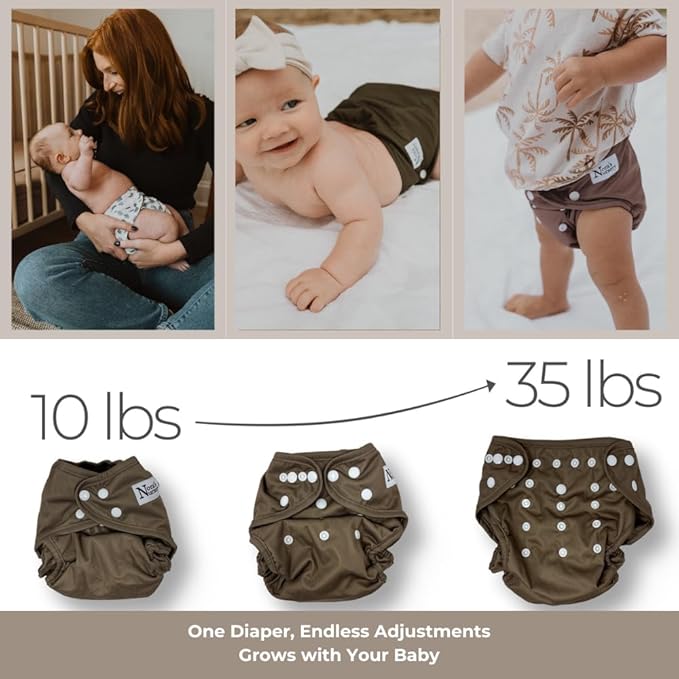 Nora's Nursery Cloth Diaper Cover, Reusable Cover with Snap Closure for Flat or Fitted Inserts - 7-Pack with Wet Bag - On The Farm