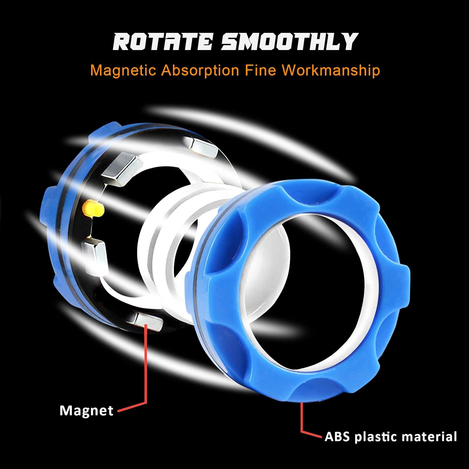 6PCS Magnetic Rings, Colorful Magnetic Ring Fidget Toys, ADHD Anxiety Relief Decompression Finger Magnetic Ring,Funny Gifts Kids Magnetic Spinner Ring for Boys Girl