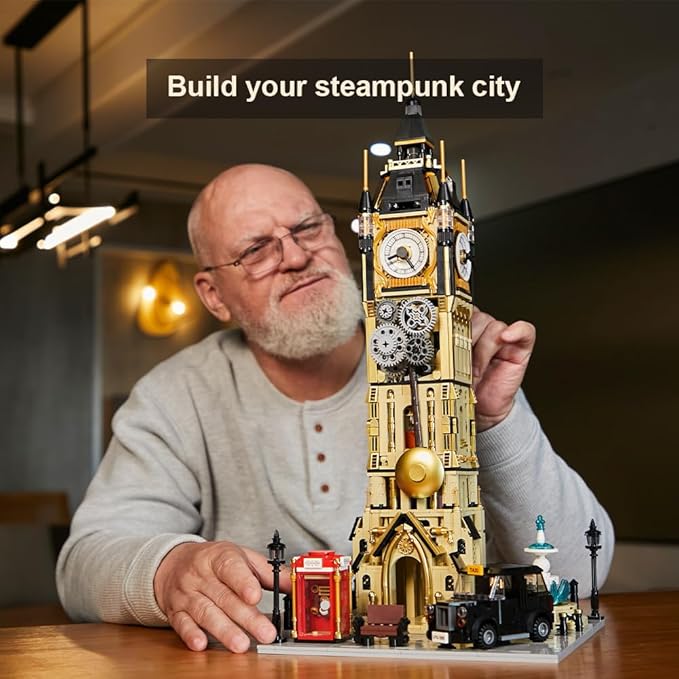 BRICKKK Architecture Big Ben Building Set - Steampunk Clock Tower Construction Kit for Adults and Teens, Famous Landmarks London Model, Collectible Building Bricks Toys
