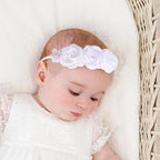 Baby Girl Nylon Headbands Flower Hair Bows Accessories-Elastic Hair Band Crown Handmade FLoral Wraps Birthday Gifts for Girls Newborn Infant Toddler 3Pcs