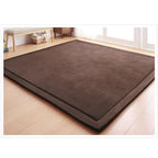 Loartee Coral Velvet Crawling Rug (6.0'x 6'8", Coffee) for Toddler Children Play Area Rug Yoga Mat Exercise Pad Carpet