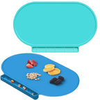 Silicone Placemat for Baby, Silicone Baby Toddlers Non-Slip Tablemats Stain Resistant Anti-Skid Reusable Dishwasher Safe Table Mats, Portable Food Mat Travel (Blue/Baby Blue)