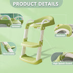 Potty Chair, potty training toilet seat with step stool ladder for Kids and Toddler Boys Girls - Kids Potty Training Soft Padded Seat（Green）