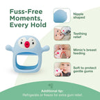 Teething Toy for Infants & Babies, Teethers for Babies 3-6 Months, Baby Teethers 0-6 Months, Teething Toys 6-12 Months, TotCo Never-Drop Baby Teething Toy, Blue