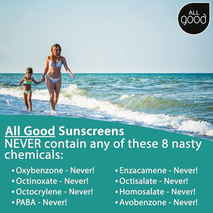 All Good Baby & Kids Mineral Sunscreen Butter Stick for Face, Nose, Ears - UVA/UVB Broad Spectrum SPF 50, Coral Reef Friendly, Water Resistant, Zinc Oxide, Vitamin E (2.75 oz)(2-Pack)