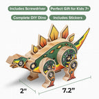 Little Jupiter DIY Wooden Kit with Stickers - Dinosaur Toys for Kids for 7-12 Yrs - Dinosaur Toy Woodworking Kits - Wood Crafts - Kids Building Kit - Wooden Crafts (Stegosaurus)