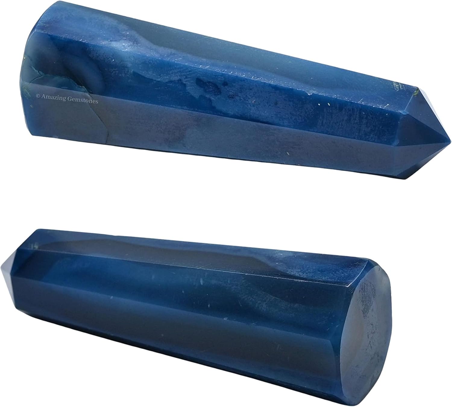 Amazing Gemstone Blue Agate Crystal Towers ~ Natural Healing Crystal Point Obelisk for Reiki Healing and Crystal Grid (3- Inch)