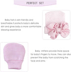 Baby Caps and Mittens Newborn Hospital Beanie Hats No Scratch Gloves Soft Babies Gift Set for Boys Girls