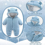 Newborn Baby Bear Outfit Suit Girls Boys Fleece Jumpsuit Romper Hooded Winter Snowsuit Clothes