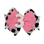 Birthday Hair Bow for Baby Girls 1 2 3 4 5 6 Years Sprinkle Decorations Party Pink Hair Accessories for Three 3rd Birthday Cow Print Cowgirl