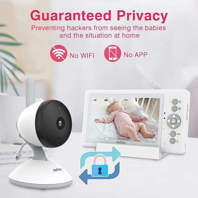 Baby Camera Monitor with 29-Hour Battery, 5 Inch Large Split-Screen Video Baby Monitor with Camera and Audio, Baby Monitor No WiFi, Two-Way Talk, Night Vision, 1000ft Long Range, Ideal for Mom