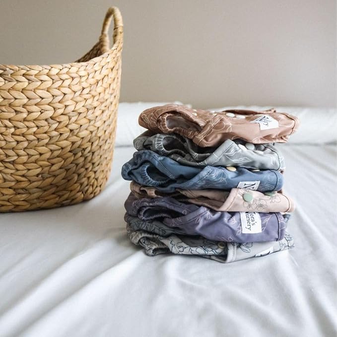 Nora's Nursery Cloth Diaper Cover, Reusable Cover with Snap Closure for Flat or Fitted Inserts - 7-Pack with Wet Bag - Modern Bloom