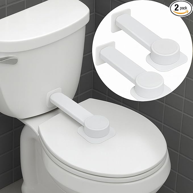 Toilet Locks Baby Proof (2 Pack) - Easy to Install, Use and Effective Toilet Baby Proofing