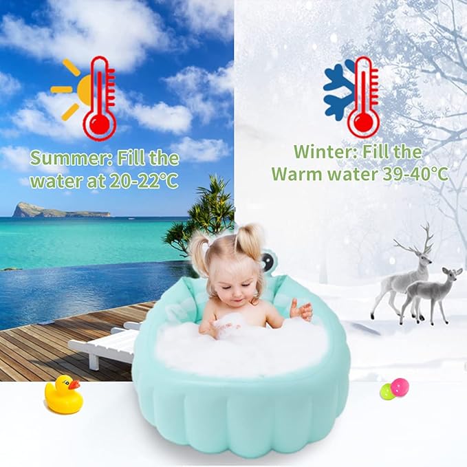 | Inflatable Baby Bathtub,Newborn Bathtub Seat for Infant,Non-Slip Baby Pool for Sitting up,Foldable Toddler Tub Shower,Portable Travel Bath for Kids 0-6 Year