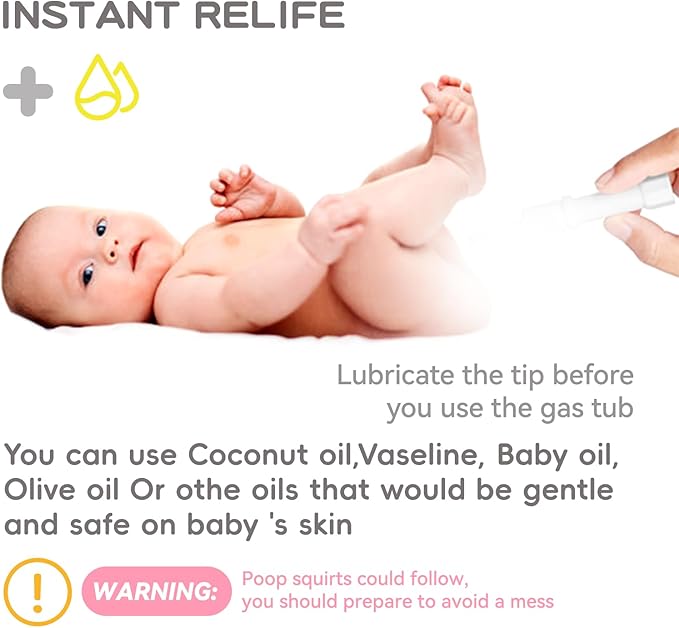 Gas and Colic Reliever for Babies, Baby Gas Colic Relief, Natural Solution for Baby Colic and Gas Relief, 100% Safe & Effective Instant Constipation Relief for Babies, 20 Count (White)