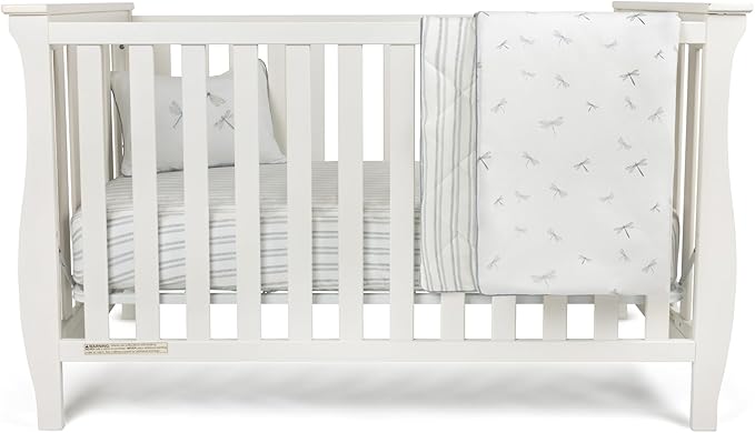 Ely's & Co. Crib Bedding Set for Boys, Toddler Bedding Set, 5 Piece Set - 2 Fitted Crib Sheets/Toddler Bed Sheets, Quilted Comforter and Decorative Pillow with Insert, Dragonfly + Stripe Collection