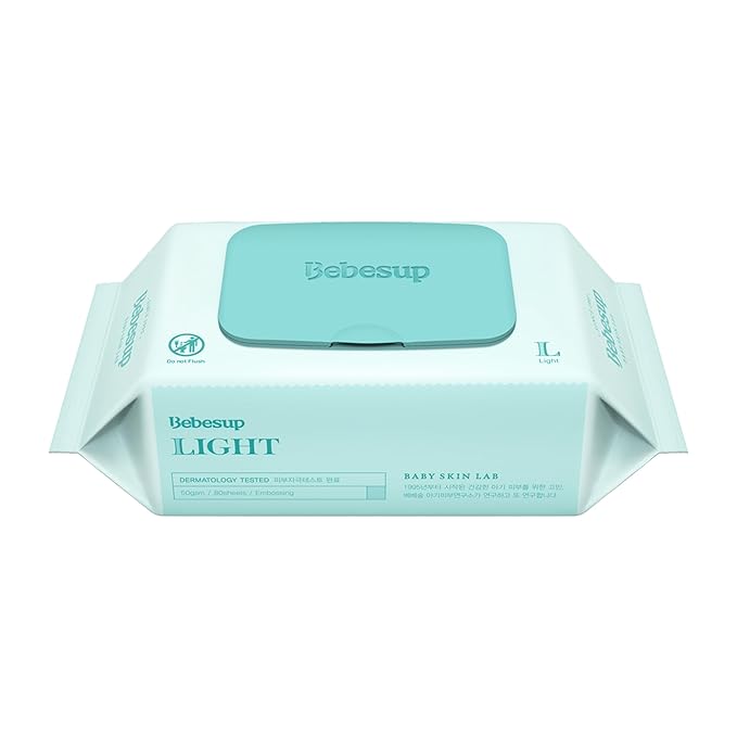 Korea's #1 Light Baby Wipes - Hypoallergenic, Water-Based, Unscented, Alcohol & Paraben-Free – 50 GSM for sensitive skin Flip-Top Plant Based Baby Wipes (80 Count 1 Pack)