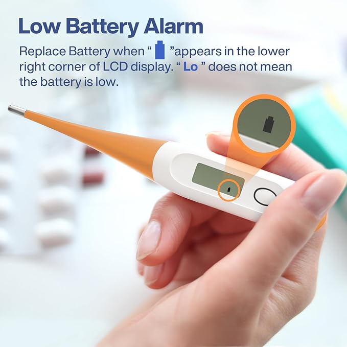 Boncare 10 Seconds Digital Thermometer for Adults and Kids - Accurate & Safe Rectal Thermometer for Baby with Fever Alarm, Oral Thermometer FSA HSA Eligible (Orange)