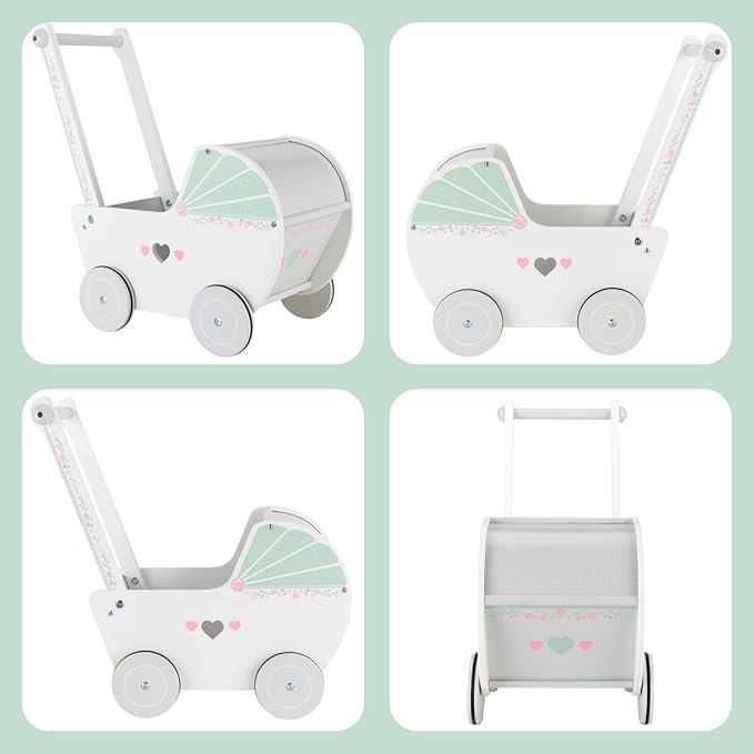 Wooden Baby Push Walker for 1 Year Old and up, Toddler Shopping Cart Push Toys for Boys Girls