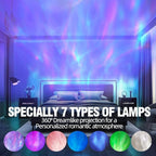 Northern Lights Projector, Night Light Projector for Bedroom Built-in Bluetooth Speaker, White Noise, Shell Night Light for Room Decor/Gift for Kids/Party/Music/Relaxation/Birthday (Blue)